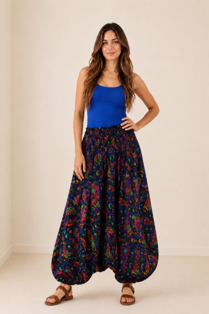 pantalon bombacho india azul estilo bohemio la gata voladora alpujarra almeria