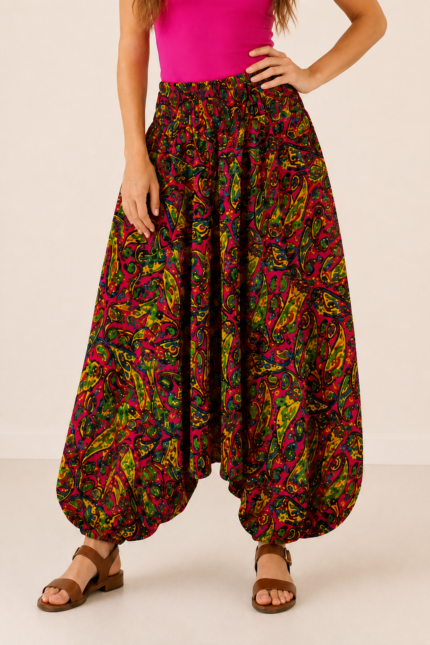 pantalon afgano fuscia estilo bohemio la gata voladora alpujarra almeria