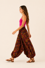 pantalon bohemio fuscia estampado india la gata voladora alpujarra almeria