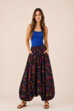 pantalon bombacho india algodon azul estampado boho La Gata Voladora Alpujarra Almería