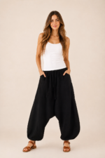 pantalon bombacho negro algodon boho mujer La Gata Voladora Alpujarra Almería