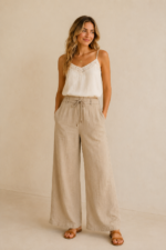 pantalon saten boho beige mujer La Gata Voladora Alpujarra Almería