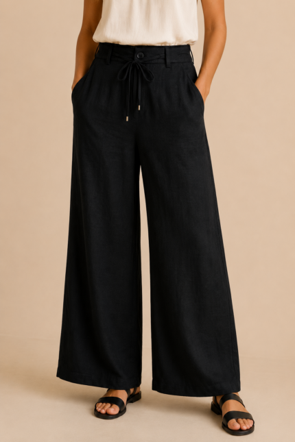 pantalon saten duna negro moda boho la gata voladora alpujarra almeria