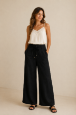 pantalon saten boho negro mujer La Gata Voladora Alpujarra Almería
