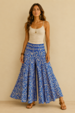 pantalon seda samsara azul estampado boho chic la gata voladora alpujarra almeria