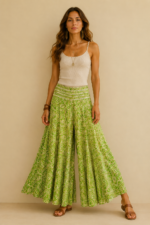 pantalon seda samsara verde estampado boho chic la gata voladora alpujarra almeria