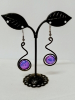 pendientes espiral largos Almau lila hierro forjado vidrio fundido boho La Gata Voladora Alpujarra Almeria