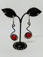 pendientes espiral largos Almau burdeos hierro forjado vidrio fundido boho La Gata Voladora Alpujarra Almeria