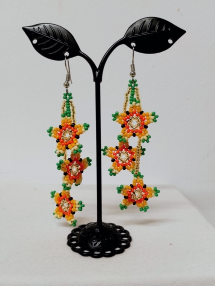 pendientes flor amazonas artesanales colombianos naranja La Gata Voladora Alpujarra Almeria