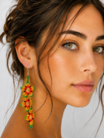 pendientes flor amazonas artesanales colombianos naranja La Gata Voladora Alpujarra Almeria