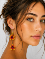 pendientes boho chic flor amazonas artesanales colombianos rojo La Gata Voladora Alpujarra Almeria