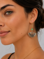 pendientes abanico verde mujer bohemio la gata voladora alpujarra almeria