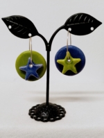 pendientes ceramica estrella azul boho chic mujer La Gata Voladora Alpujarra Almeria