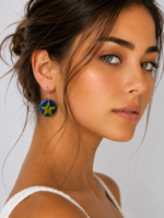 pendientes boho estrella azul ceramica artesanal La Gata Voladora Alpujarra Almeria