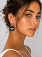 pendientes boho estrella turquesa ceramica mujer La Gata Voladora Alpujarra Almeria