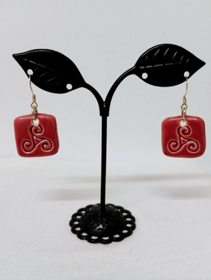 pendientes cerámica trisquel boho artesanales esmaltados La Gata Voladora Alpujarra Almería