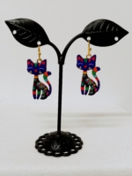 Pendientes Gato Michi azul boho acero hipoalergenico La Gata Voladora Alpujarra Almeria