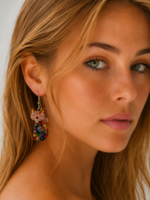 Pendientes gatos beige mujer estilo boho La Gata Voladora Alpujarra Almeria