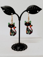 Pendientes Gato Michi negro boho acero hipoalergenico La Gata Voladora Alpujarra Almeria