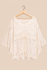 poncho encaje beige boho chic estilo natural La Gata Voladora Alpujarra Almeria