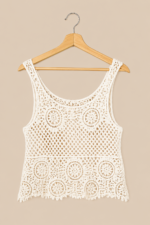 top boho gaia crochet ibicenco boho chic beige tejido crochet La Gata Voladora Alpujarra Almeria