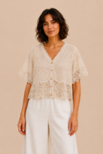 top crochet bordado ibiza beige algodón boho La Gata Voladora Alpujarra Almería