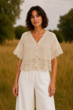 top crochet bordado ibiza beige algodón boho La Gata Voladora Alpujarra Almería