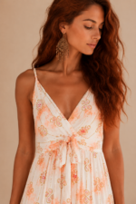 Vestido largo Algodon Afrodita naranja boho chic La Gata Voladora Alpujarra Almeria