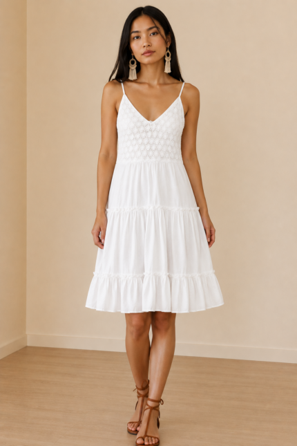 vestido ibiza blanco bordado boho chic algodon La Gata Voladora Alpujarra Almeria