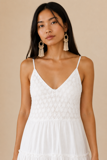 vestido ibicenco blanco boho chic bordado algodon La Gata Voladora Alpujarra Almeria