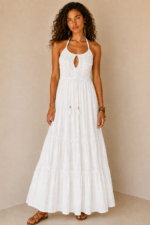 vestido ibicenco formentera blanco algodon boho chic La Gata Voladora Alpujarra Almeria