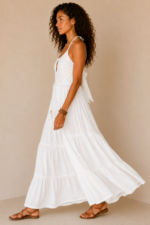 vestido algodon blanco ibicenco boho chic mujer La Gata Voladora Alpujarra Almeria