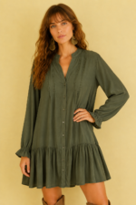 Vestido camisero verde boho chic entretiempo Amelie La Gata Voladora Alpujarra Almeria