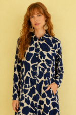 vestido camisero safari estampado animal print azul boho chic la gata voladora alpujarra almeria