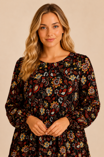 vestido floral negro coline boho tallas grandes La Gata Voladora Alpujarra Almeria