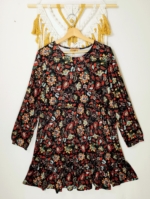 Vestido estampado Coline boho negro floral mujer tallas grandes La Gata Voladora Alpujarra Almería