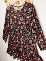 Vestido estampado Coline boho negro floral mujer tallas grandes La Gata Voladora Alpujarra Almería