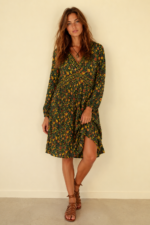 Vestido Floral Boho Coline rojo manga larga La Gata Voladora Alpujarra Almeria