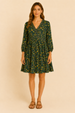 Vestido Floral Boho Coline verde mujer bohemio La Gata Voladora Alpujarra Almería