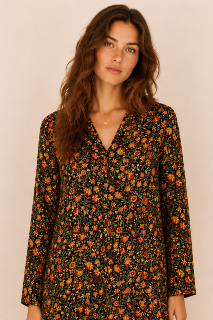 vestido midi floral vintage coline estilo boho la gata voladora alpujarra almeria
