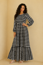 Vestido Manga Larga Luna color negro lunares boho chic La Gata Voladora Alpujarra Almeria