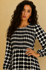 Vestido Manga Larga Luna negro estampado lunares La Gata Voladora Alpujarra Almeria