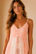 vestido algodon venus rosa estampado boho chic verano La Gata Voladora Alpujarra Almeria
