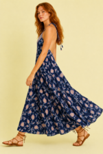 Vestido seda azul tirantes verano bohemio La Gata Voladora Alpujarra Almeria