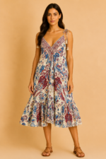 Vestido de seda Obá Obá con escote ajustable estilo boho chic La Gata Voladora La Alpujarra