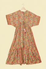 vestido largo bohemio pistacho estampado nefertiti gold la gata voladora alpujarra almeria