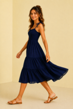 Vestido tirantes vintage azul electrico boho chic La Gata Voladora Alpujarra Almeria
