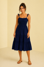 Vestido tirantes vintage azul electrico mujer boho La Gata Voladora Alpujarra Almeria