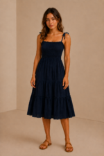 vestido tirantes vintage boho azul marino La Gata Voladora Alpujarra Almería