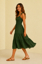Vestido tirantes vintage verde boho chic La Gata Voladora Alpujarra Almeria